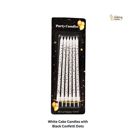 Minimalist White with Black Confetti Dots Cake Candles