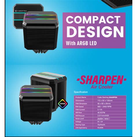 Jual CUBE GAMING SHARPEN - ARGB Air Cooler - for All Intel & AMD Socket ...