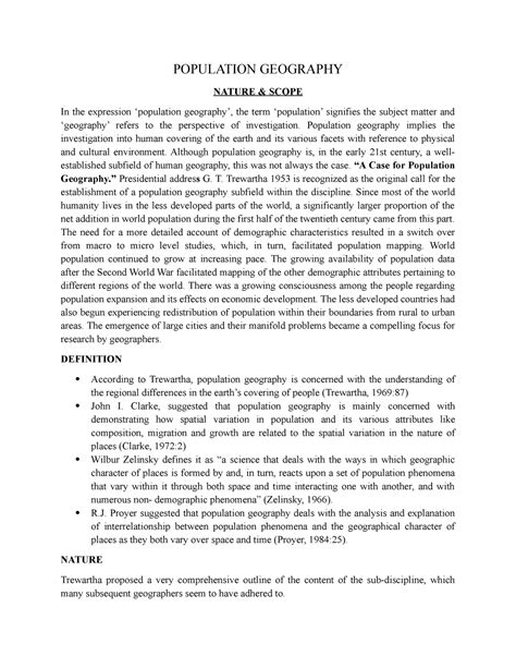 Population Geography Nature and Scope - POPULATION GEOGRAPHY NATURE ...