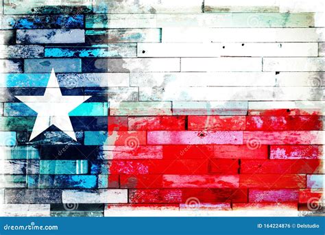 Flag of Texas the Lone Star Flag on Old Painted Grunge Wood Planks ...