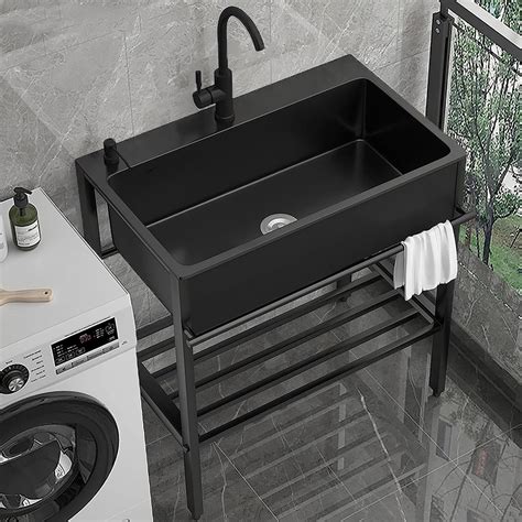 Duchunsheng Free Standing Stainless Utility Sink Laundry Sink, Black ...