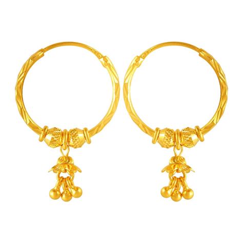 P.C. Chandra Jewellers Womens 22KT (916) Yellow Gold Bali Earrings With ...