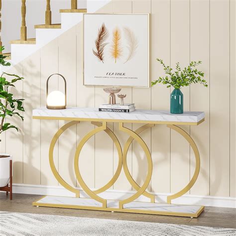 55'' Modern Faux Marble Console Table,Behind Sofa Couch, Long Sofa ...