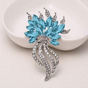 mahi Exquisite Designer Aqua Blue Crystal Brooch Brooch Price in India ...