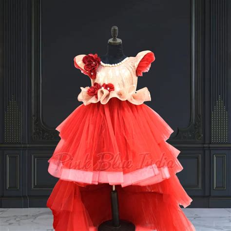 Girls Birthday Red High Low Peplum Dress