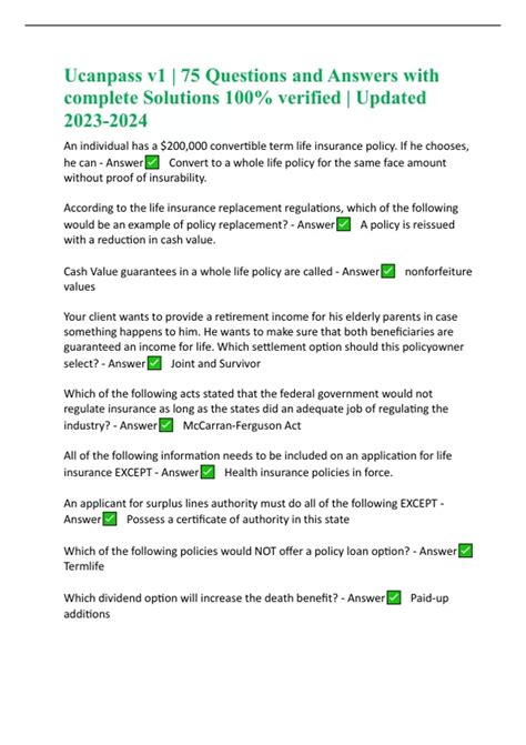 Ucanpass v1 | 75 Questions and Answers with complete Solutions 100% ...