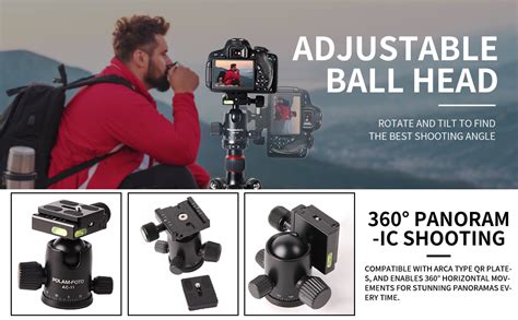 Buy POLAM-FOTO Professional Compact Tripod 66.14”/168cm Aluminum Travel ...