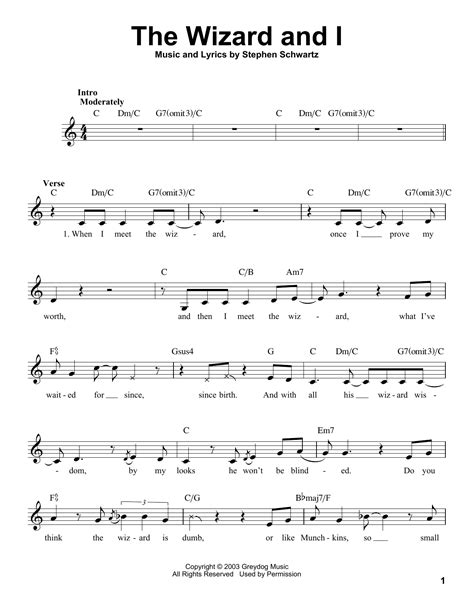The Wizard And I (from Wicked) (Pro Vocal) - Print Sheet Music Now