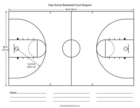 Basketball Court Dimensions High School Colors