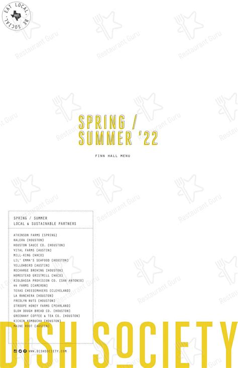 Menu at Dish Society restaurant, Katy, Commercial Center Blvd b350