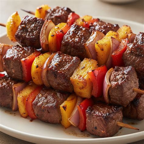 Tender Pineapple BBQ Beef Skewers with Ginger & Garlic