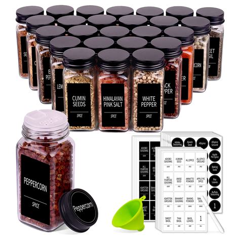 Buy Churboro 36 Spice Jars with 547 Labels- Glass Spice Jars with Black ...