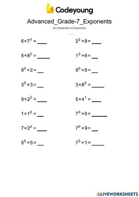 Image result for Exponents Beginner Worksheets