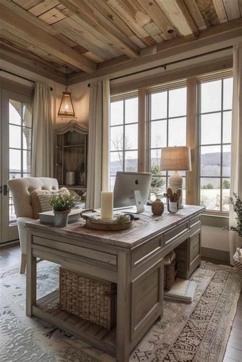 45 Elegant Farmhouse Office Ideas for a Refined Style | Small home ...