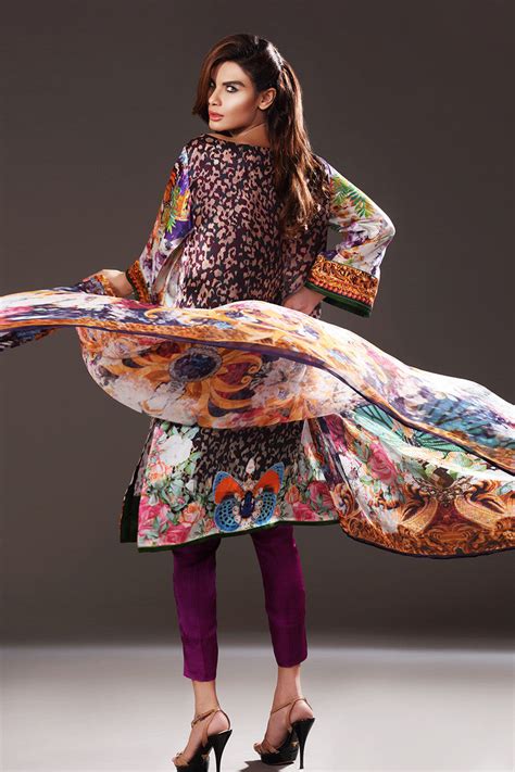 Gul Ahmed White Pakistani Suit Lamis Digital Silk Collection DGS-50 ...