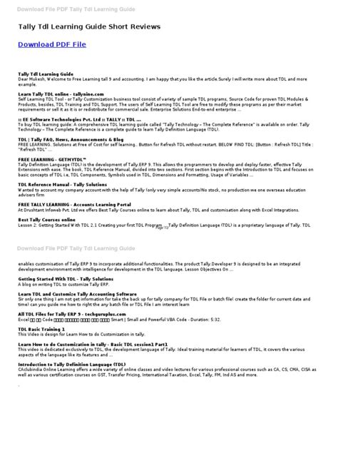 Image result for Tally Tutorial PDF Download