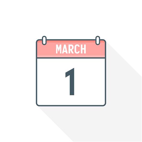 1st March calendar icon. March 1 calendar Date Month icon vector ...