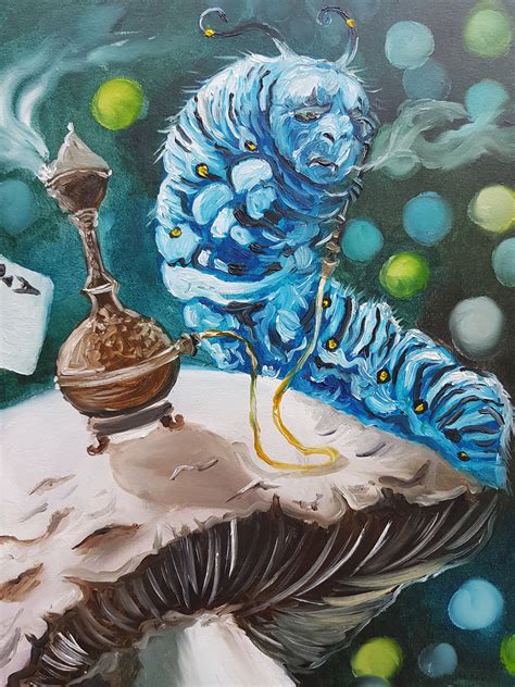 Hookah Smoking Caterpillar Alice in Wonderland Original Oil Painting on ...