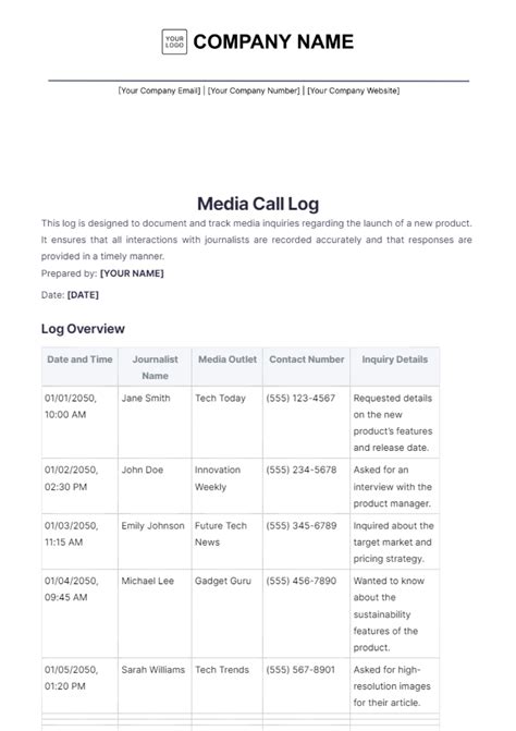 Image result for Media Log Example