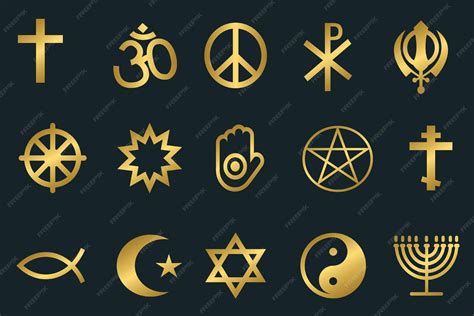 Set of golden religious symbols gold religion symbols signs | Premium ...