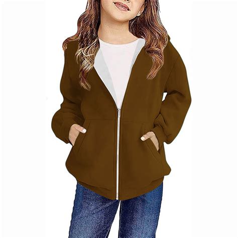 Annhoo Kids Zip up Hoodies Boys Girls Fall Casual Long Sleeve ...