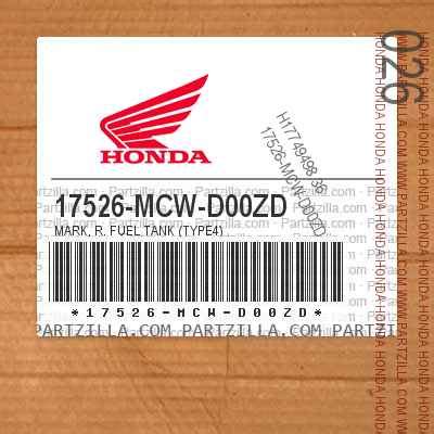 Honda 17526-MCW-D00ZD - DECAL | Partzilla.com