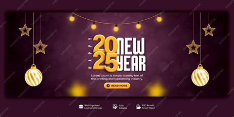 Happy new year 2025 celebration facebook cover post design or banner ...