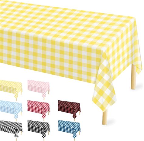 Amazon.com: Mulbozy 2 Pcs Yellow and White Checkered Tablecloth, 54 × ...