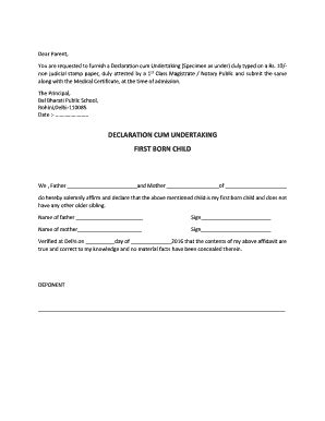 Birth Undertaking Form - Fill Online, Printable, Fillable, Blank ...