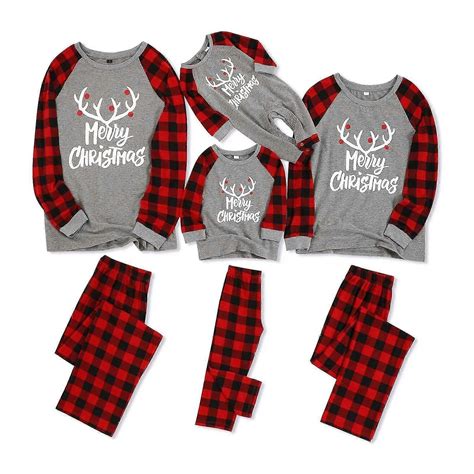 Christmas Family Matching Pyjamas Set Sleepwear Xmas Plaid Pajamas For ...