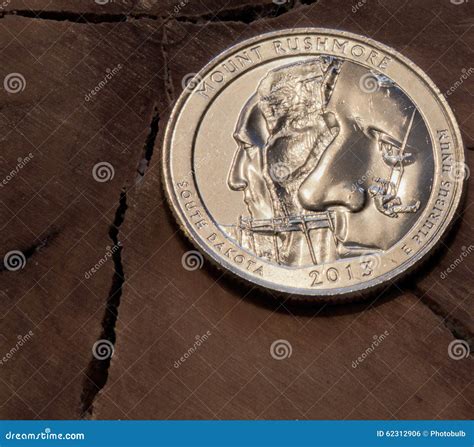 Mount Rushmore Quarter-Dollar Coin Stock Photo - Image of national ...