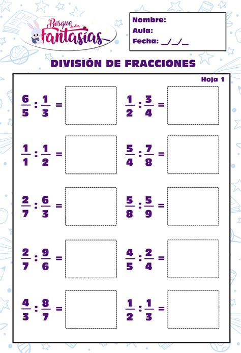 10 ejercicios clave para aprender la división de fracciones