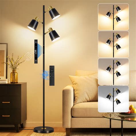 OUTON Tree Floor Lamp with 3 Adjustable Rotating Lights，Standing Tall ...