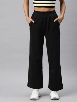 Buy Laabha Women Black Flare Track Pant Online
