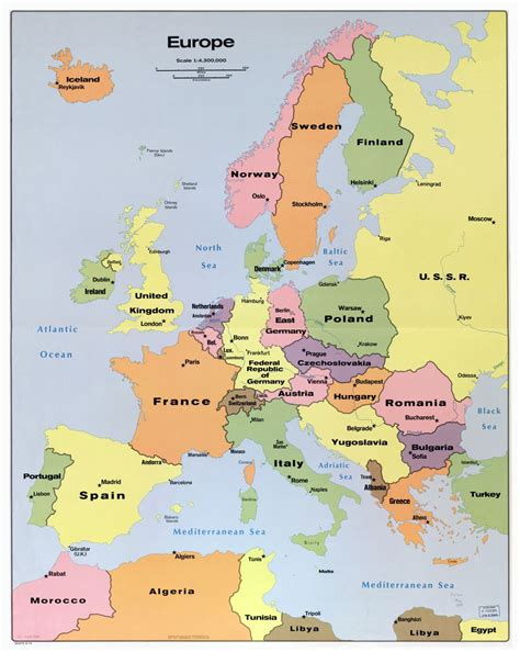 Large scale old political map of Europe with capitals - 1972 | Old maps of Europe | Europe ...
