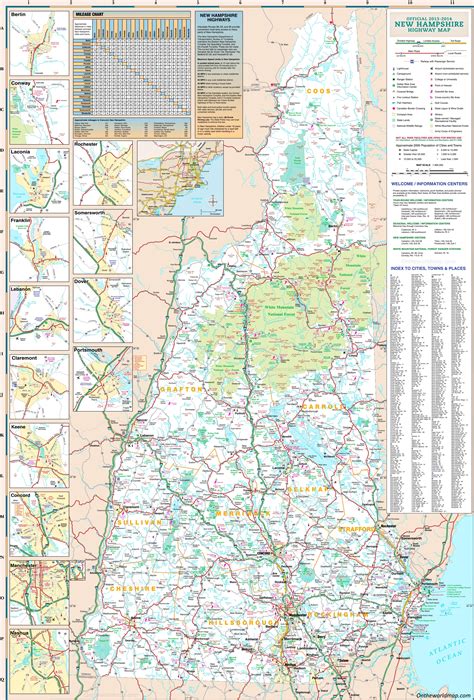 Large Detailed Tourist Map of New Hampshire With Cities And Towns