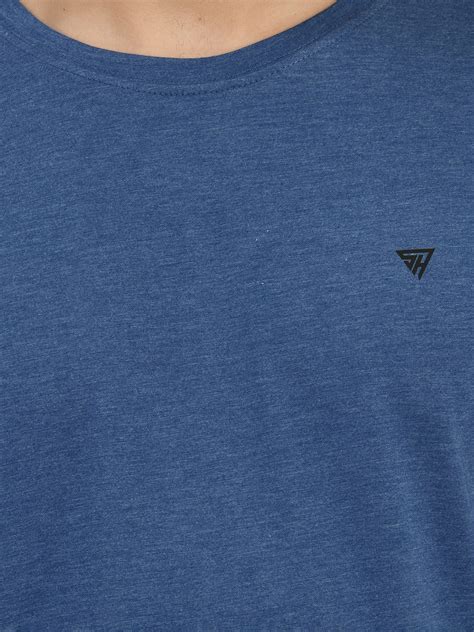 Buy Men's Blue Solid Round Neck T-Shirt Online – SQUIREHOOD