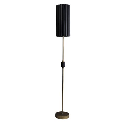 Antique Gold Floor Lamp With Fluted Black Metal Shade | The Gilded Thistle