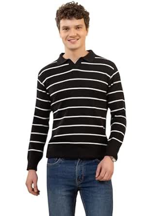 Dadu Dayal Men’s Premium Striped Polo Neck Sweater | Stylish Wool Blend ...