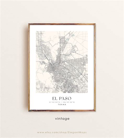 El Paso Texas Map El Paso TX Map El Paso City Print El Paso | Etsy