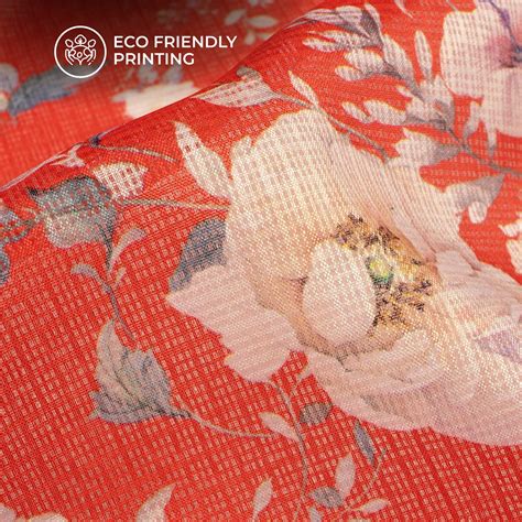 Rose Red Floral Digital Print Kota Doria Fabric – Fabcurate