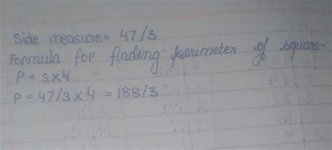 farmer Ramu has a square plot of side measurement as 47/3 Calculate the ...