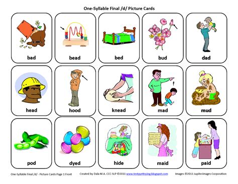 Testy yet trying: Final D: Free Speech Therapy Articulation Picture Cards