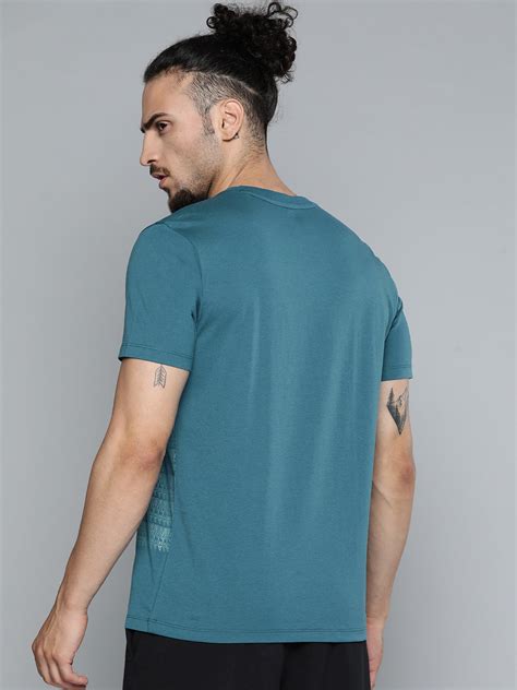 Alcis Men Teal Blue Typography Printed Slim Fit Gym T-shirt ...