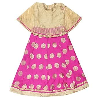 Arshia Fashions Girl's Silk a-line Maxi Dress (GR00255P_Pink_6-7 Years ...