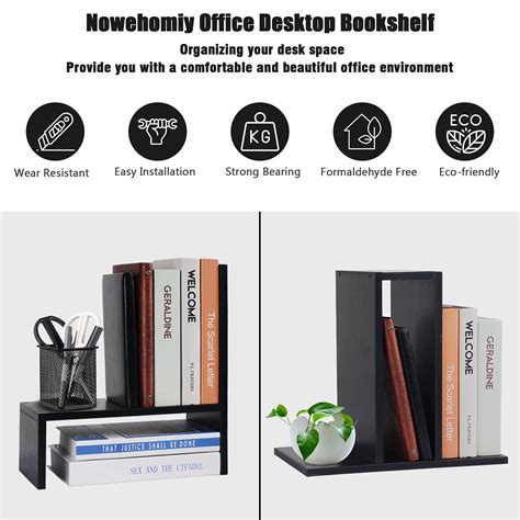 Desk Shelf Organizer, Wood Desktop Bookshelf Organizers and Storage ...
