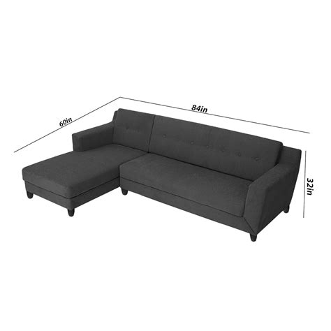 Fracher LHS 4 Seater L Shape Sofa Set for Living Room (Black Fabric) P