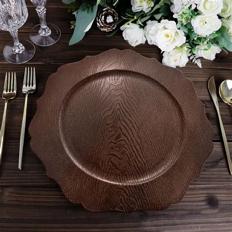 Buy Efavormart 6 Pack | 13 Rustic Brown Wooden Textured Acrylic Charger ...
