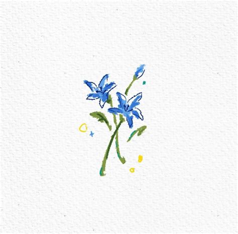 Watercolor Painting of Blue Flowers - painting of blue flowers