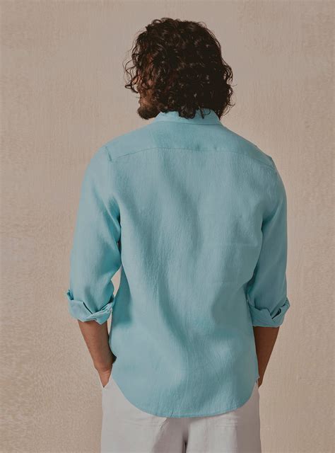 Buy Reef Teal Linen Shirt | Casual Teal Solid Shirt for Men Online ...